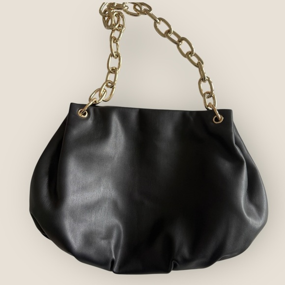 House of Want | We Inspire Vegan Leather Shoulder Bag | Black & Gold | Medium - Picture 8 of 14